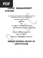 Leave Management System: Radha Govind Group of Institution