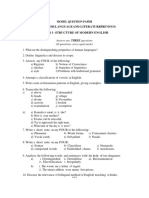 Model Question Paper M.A., English Languageand Literature (Previous) Paper I - Structure of Modern English