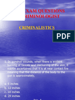 Board Exam Questions For Criminologist: Criminalistics