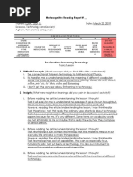 Metacognitive Reading Report