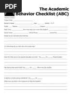 The Academic Behavior Checklist (ABC)