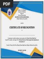 Certificate of Recognition: Molopolo National High School