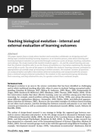 Teaching Biological Evolution - Internal and External Evaluation of Learning Outcomes