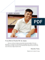 Very Good!: To My Beloved Teacher Mr. Jay Apejas