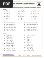 Algebra. Level 7. Equations. Solving Linear Equations (D)