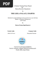 The Leela Palace, Udaipur: A Summer Training Project Report On Human Resource Department in