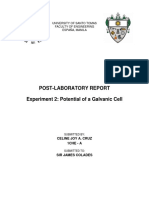 Post-Laboratory Report Experiment 2: Potential of A Galvanic Cell