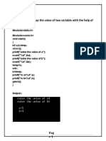 Q1.Program To Swap The Value of Two Variable With The Help of Third Variable