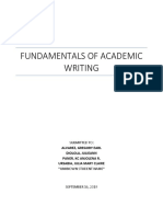 Fundamentals of Academic Writing: Submitted To