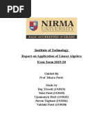 Institute of Technology Report On Application of Linear Algebra Even Term 2019-20