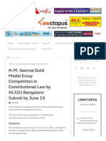 H.M. Seervai Gold Medal Essay Competition in Constitutional Law by NLSIU Bangalore - Submit by June 15 - Lawctopus PDF