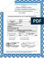 Modelo de Licencia de Funcionamiento Juliaca