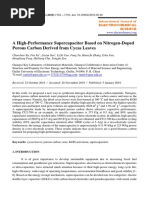 A High-Performance Supercapacitor Based On Nitrogen-Doped Porous Carbon Derived From Cycas Leaves