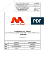 Procedimiento Manejo, Traslado y Carga de Combustible Mountain Road Spa