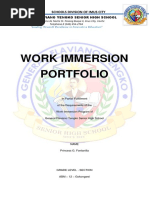 Work Immersion Portfolio: Schools Division of Imus City