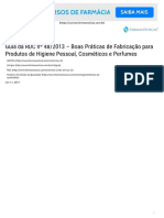 Guia Da RDC #48 - 2013 - Boas Práticas de Fabricação para Produtos de Higiene Pessoal, Cosméticos e Perfumes - Farmaceuticas