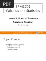 BPM1701 Calculus and Statistics: Lesson 3c Roots of Equations Quadratic Equation