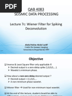 QAB 4083 Seismic Data Processing: Lecture 7c: Wiener Filter For Spiking Deconvolution