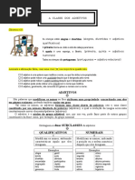 A CLASSE DOS ADJETIVOS - Ficha de Trabalho - 5º Ano