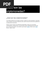 Qué Son Las Criptomonedas