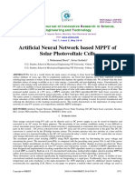 Artificial Neural Network Based MPPT of Solar Photovoltaic Cells