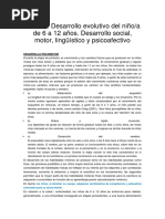 Tema 6 Desarrollo Evolutivo Del Niño 6-12 Años. Social, Lingüisitco, Psicoafectivo y Motor