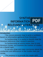 Synthesizing Information From Relevant Literature Arcan