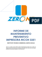 Informe de Mantenimiento Preventivo Impresora Ricoh 3351