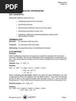 Session 1: Algegraic Expressions Key Concepts:: WWW - Learnxtra.co - Za