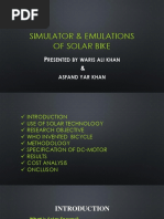 Simulator & Emulations of Solar Bike: Resented by Waris Ali Khan Asfand Yar Khan