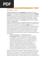 Criterion-Referenced Test: LAST UPDATED: 04.30.14