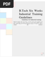 B.Tech Six Weeks Industrial Training Guidelines