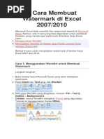 Cara Membuat Watermark Di Excel 2010