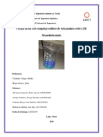 Informe N°10 Preparación Del Complejo Sulfato de Tetraamino Cobre (II) Monohidratado