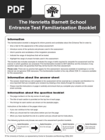 The Henrietta Barnett School Entrance Test Familiarisation Booklet