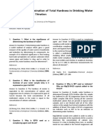 Quantitative Determination of Total Hardness in Drinking Water by Complexometric Titration