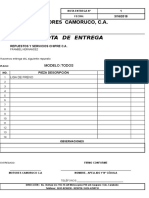 Nota de Entrega: Motores Camoruco, C.A