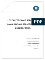 Los Factores Que Afectan A La Adherencia Terapeutica en Esquizofrenia