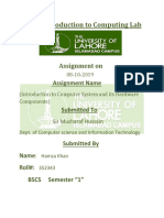 Introduction To Computing Lab: Assignment On Assignment Name