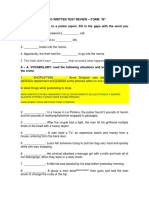 Audio Written Test Review - Form "B" I. LISTENING: Listen To A Police Report. Fill in The Gaps With The Word You Hear From The Audio