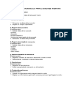 Requerimientos Funcionales para El Manejo de Inventario