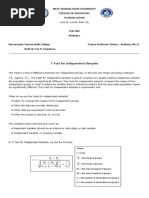 T-Test For Independent Samples: West Visayas State University College of Education Graduate School