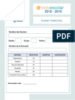 Clave de Respuestas Examen Trimestral Quinto Grado 2018-2019 PDF