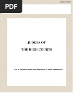 Judges of The High Courts: (List of Judges Arranged According To Date of Initial Appointment)