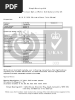 AISI 52100 Chrome Steel Data Sheet: Simply Bearings LTD Authorised Precision Ball and Roller Distributors in The UK