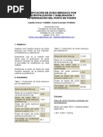 Purificación de Ácido Benzoico Por Recristalización Y Sublimación Y Determinación Del Punto de Fusión