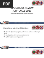 Operations Review July Cycle 2019: Supply Chain Management - Logistics Department