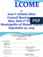 Area V Athletic Meet Sports Coucil Meeting Minutes of Meeting