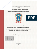 Los Programas Del Sistema Penitenciario y La Rehabilitacion Social de Los Internos Del Inpe de San Antonio - Pocollay, Periodo 2018