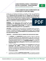 Acta de Levantamiento de Suspension Plazo Pan de Azucara